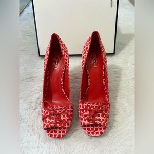 Coach Red Peep-Toe Women's Shoes